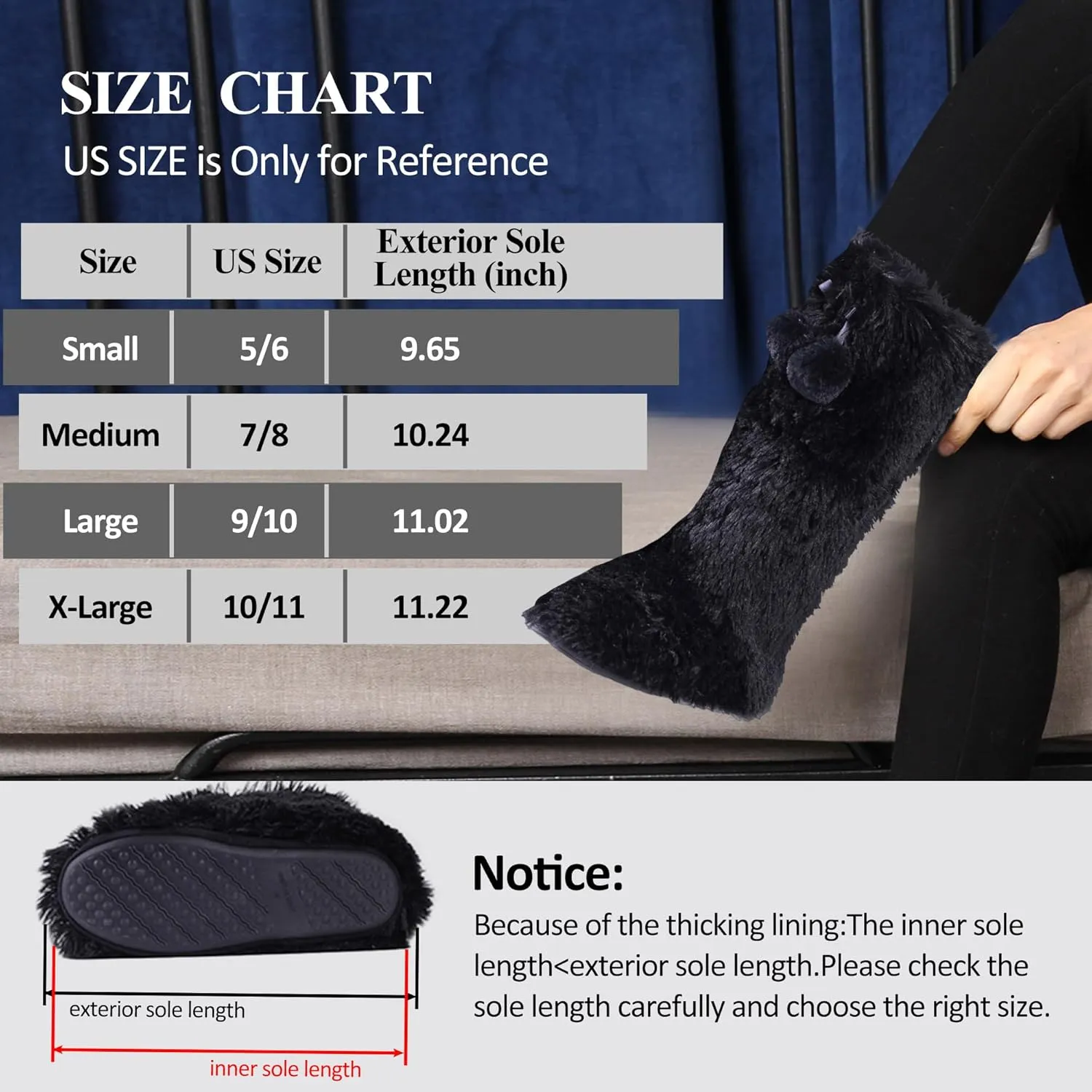 Forfoot Slipper Boots for Women, Cozy Fleece Non Slip Indoor House Shoes