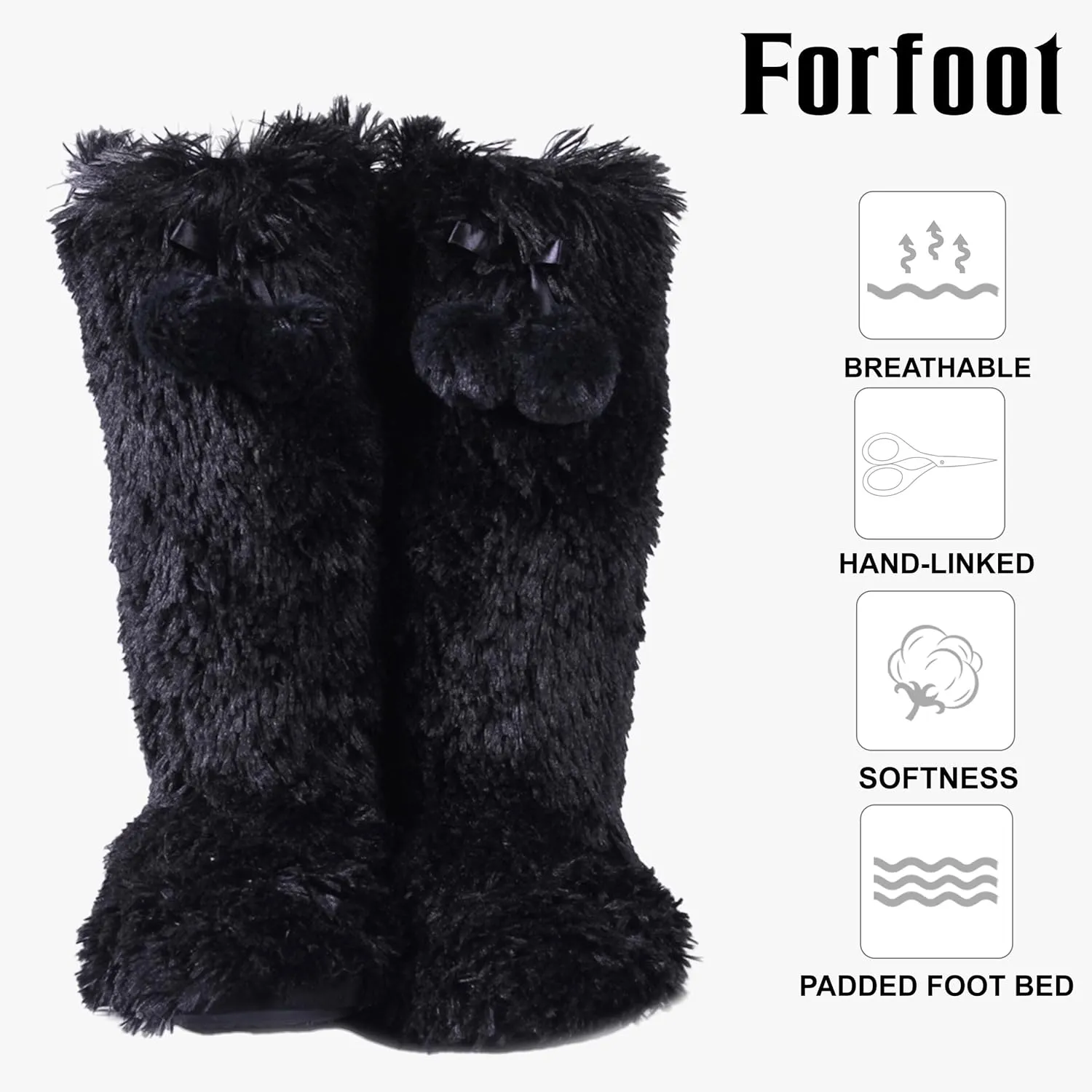 Forfoot Slipper Boots for Women, Cozy Fleece Non Slip Indoor House Shoes