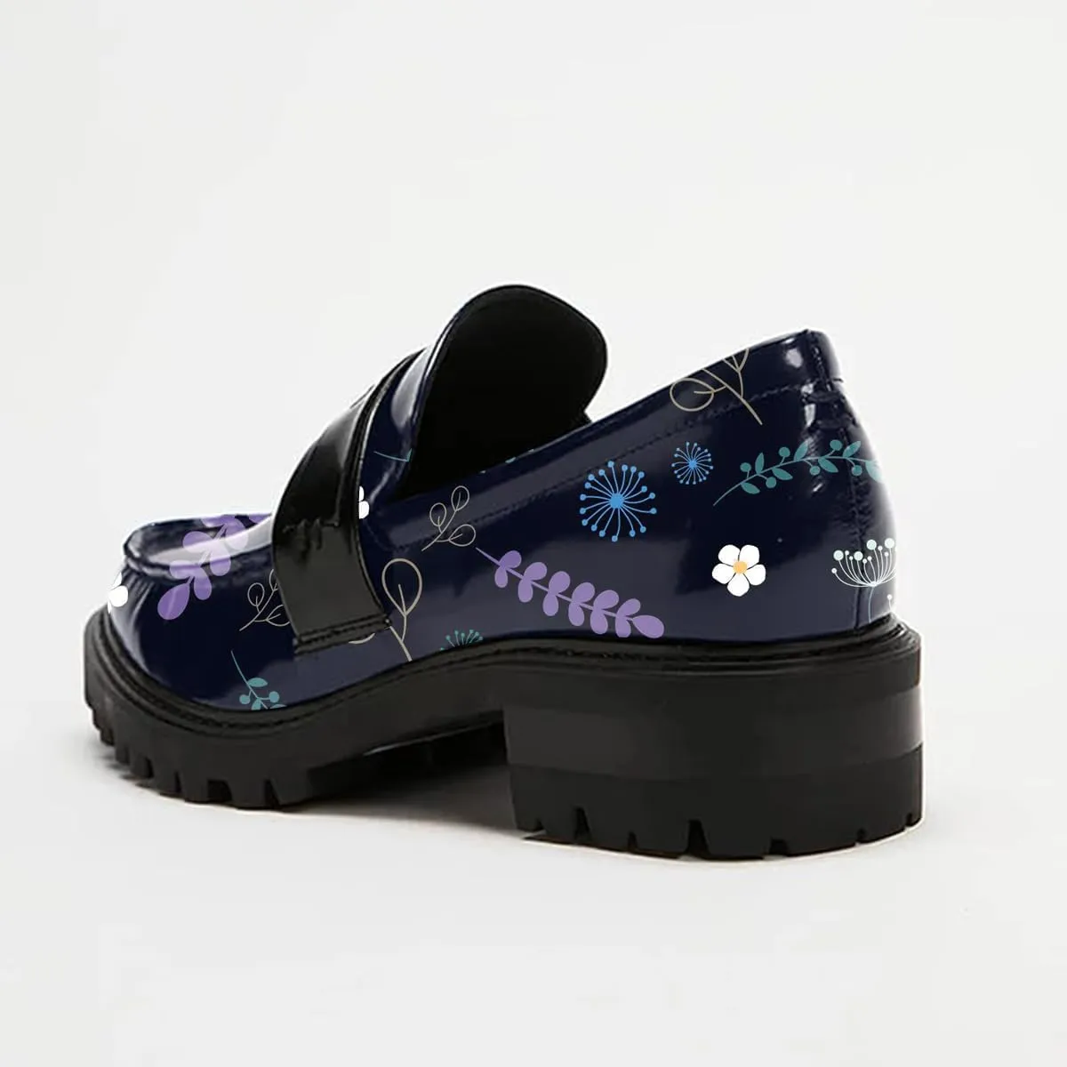 FOWT Women's Low Chunky Heel Loafers Round Toe Platform Flats with Lug Sole Casual Comfortable Slip on Unisex Shoes Driving Walking Traveling,4-16 US Size