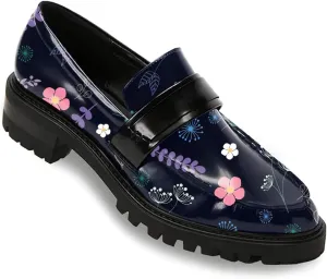 FOWT Women's Low Chunky Heel Loafers Round Toe Platform Flats with Lug Sole Casual Comfortable Slip on Unisex Shoes Driving Walking Traveling,4-16 US Size