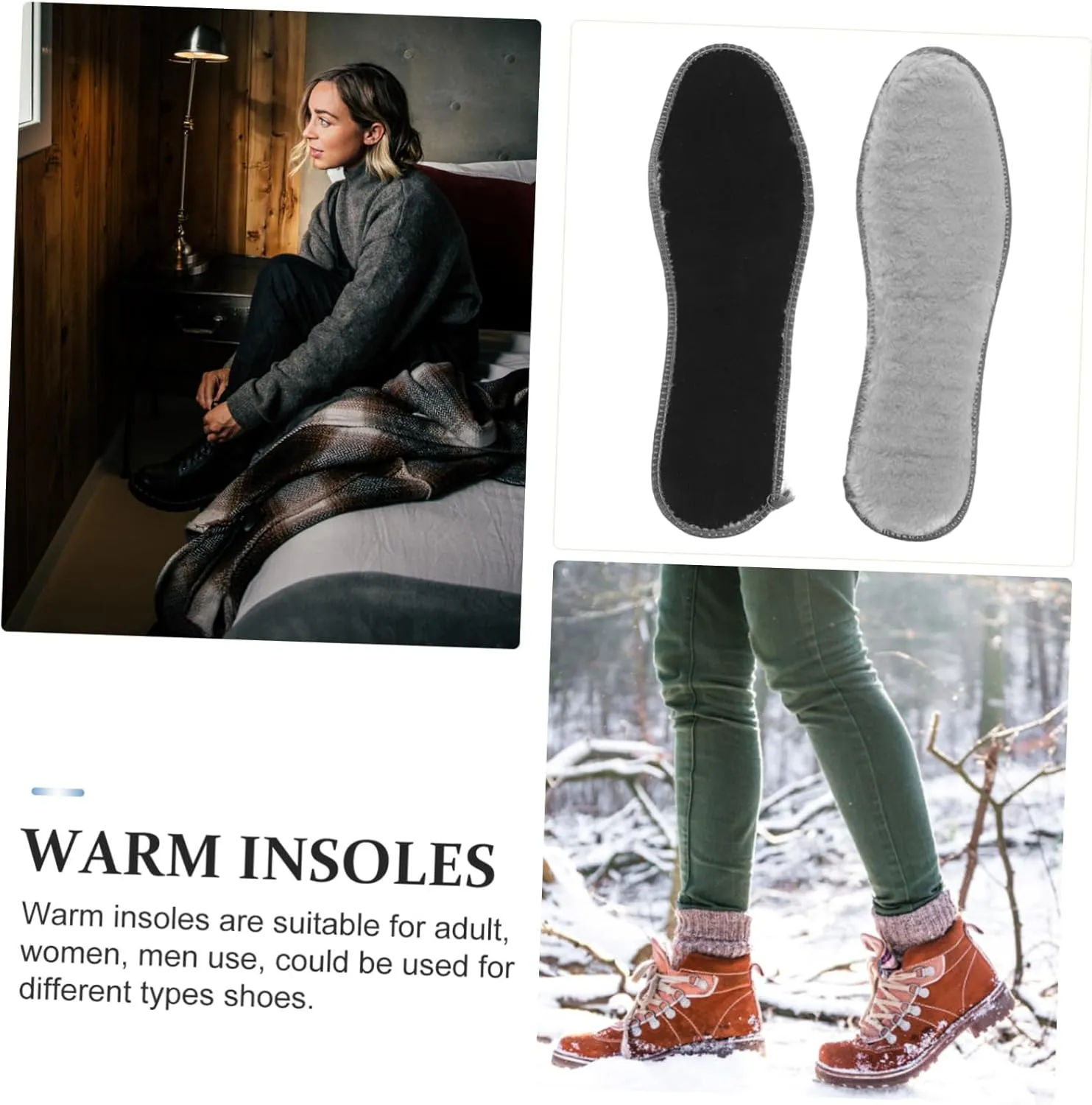 FRCOLOR 4 Pairs Winter Thermal Insoles for Cold Weather Footwear Thickened Plush Shoe Inserts Ergonomic Design Boot Liners for Ski Boots Present for Men and Women