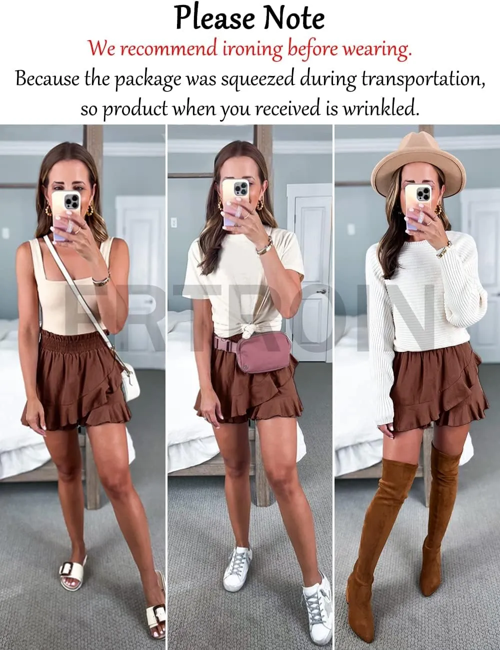 FRTROIN Skorts Skirts for Women Fashion Mini Wrap Skirt Flowy Linen Cotton High Waisted Shorts for Summer