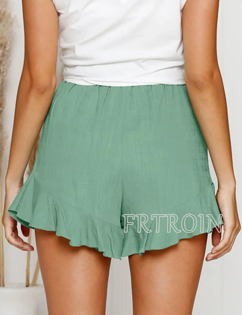 FRTROIN Skorts Skirts for Women Fashion Mini Wrap Skirt Flowy Linen Cotton High Waisted Shorts for Summer