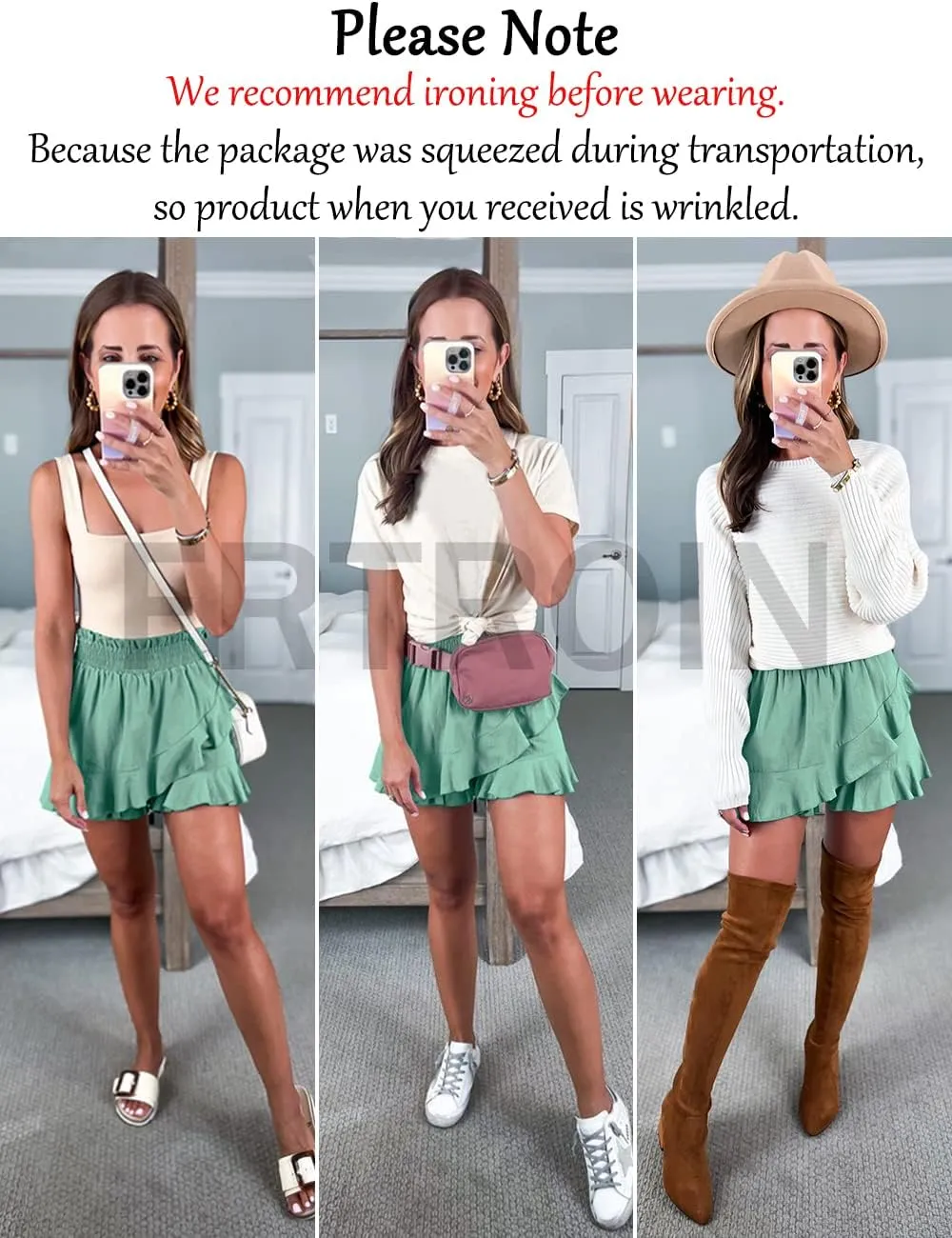 FRTROIN Skorts Skirts for Women Fashion Mini Wrap Skirt Flowy Linen Cotton High Waisted Shorts for Summer