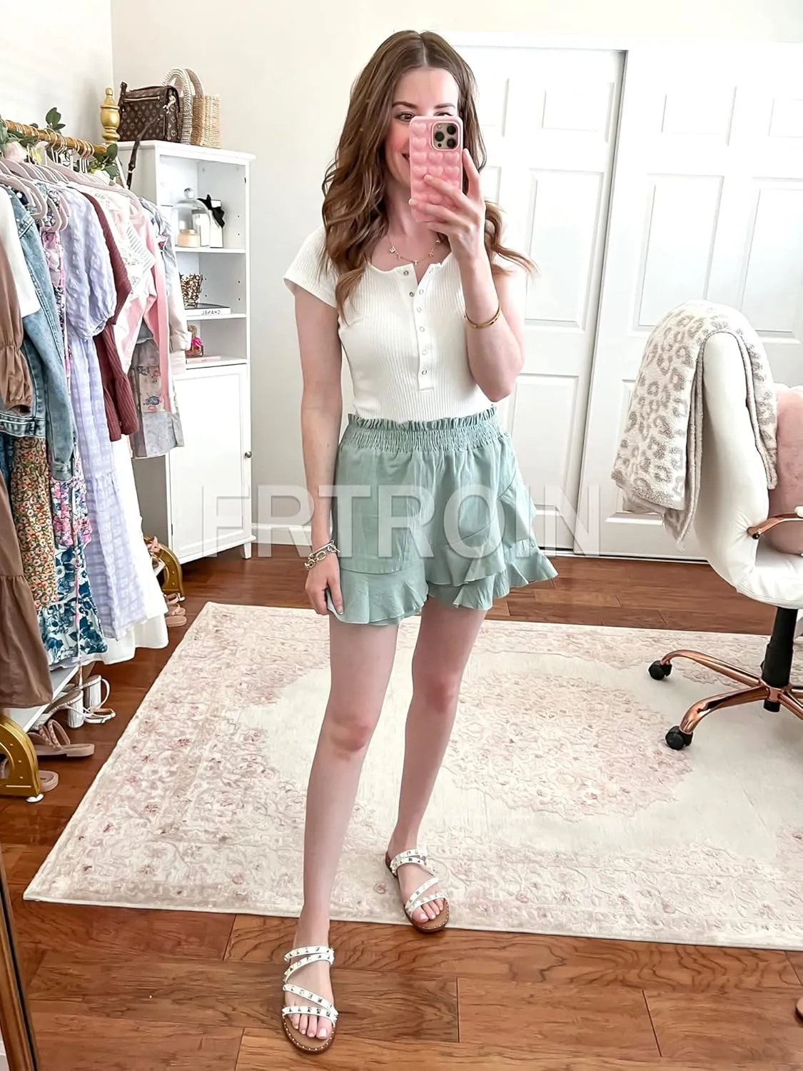 FRTROIN Skorts Skirts for Women Fashion Mini Wrap Skirt Flowy Linen Cotton High Waisted Shorts for Summer