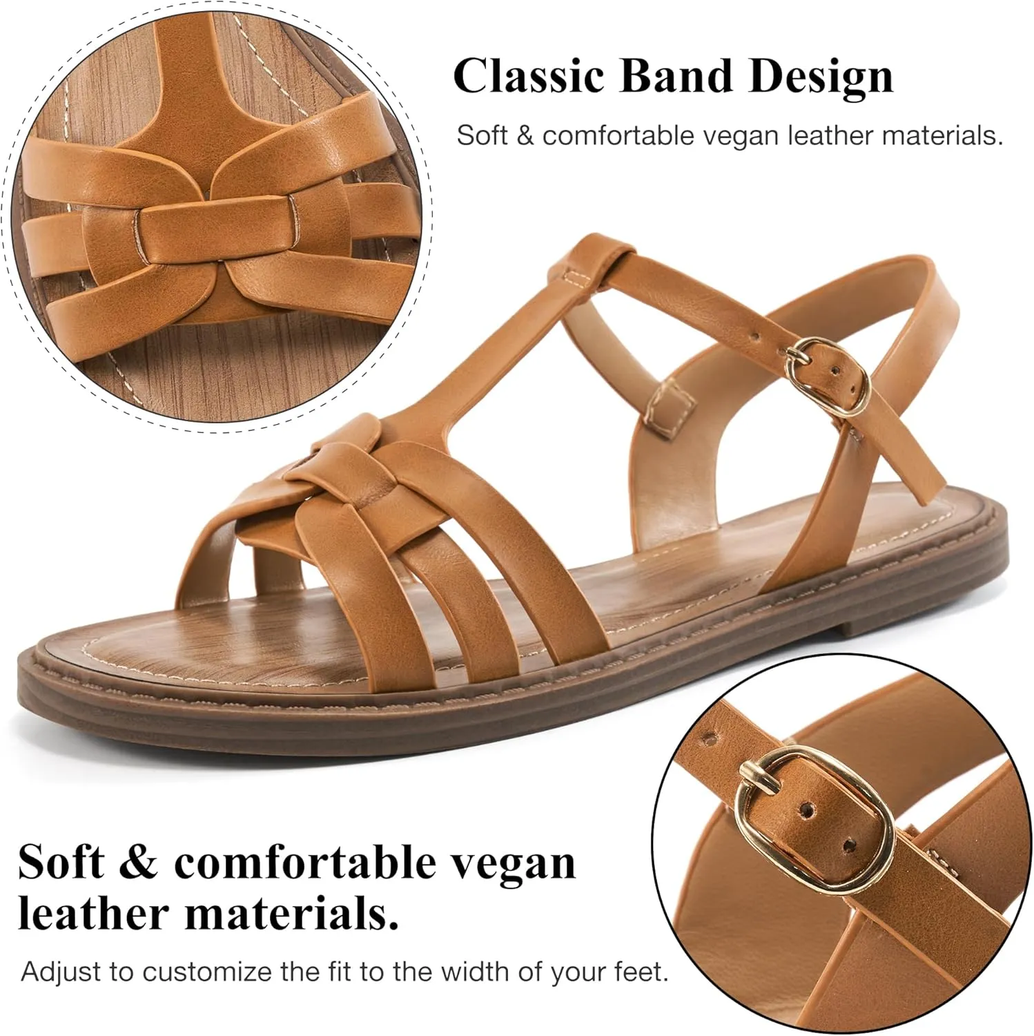 FUDYNMALC Women's Flat Sandals Dressy: Summer Gladiator Dress Sandals 2025 Comfortable Slip On Walking Beach Footwear Slingback