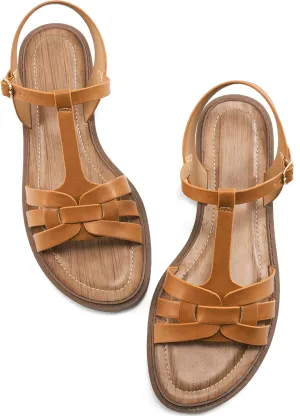 FUDYNMALC Women's Flat Sandals Dressy: Summer Gladiator Dress Sandals 2025 Comfortable Slip On Walking Beach Footwear Slingback