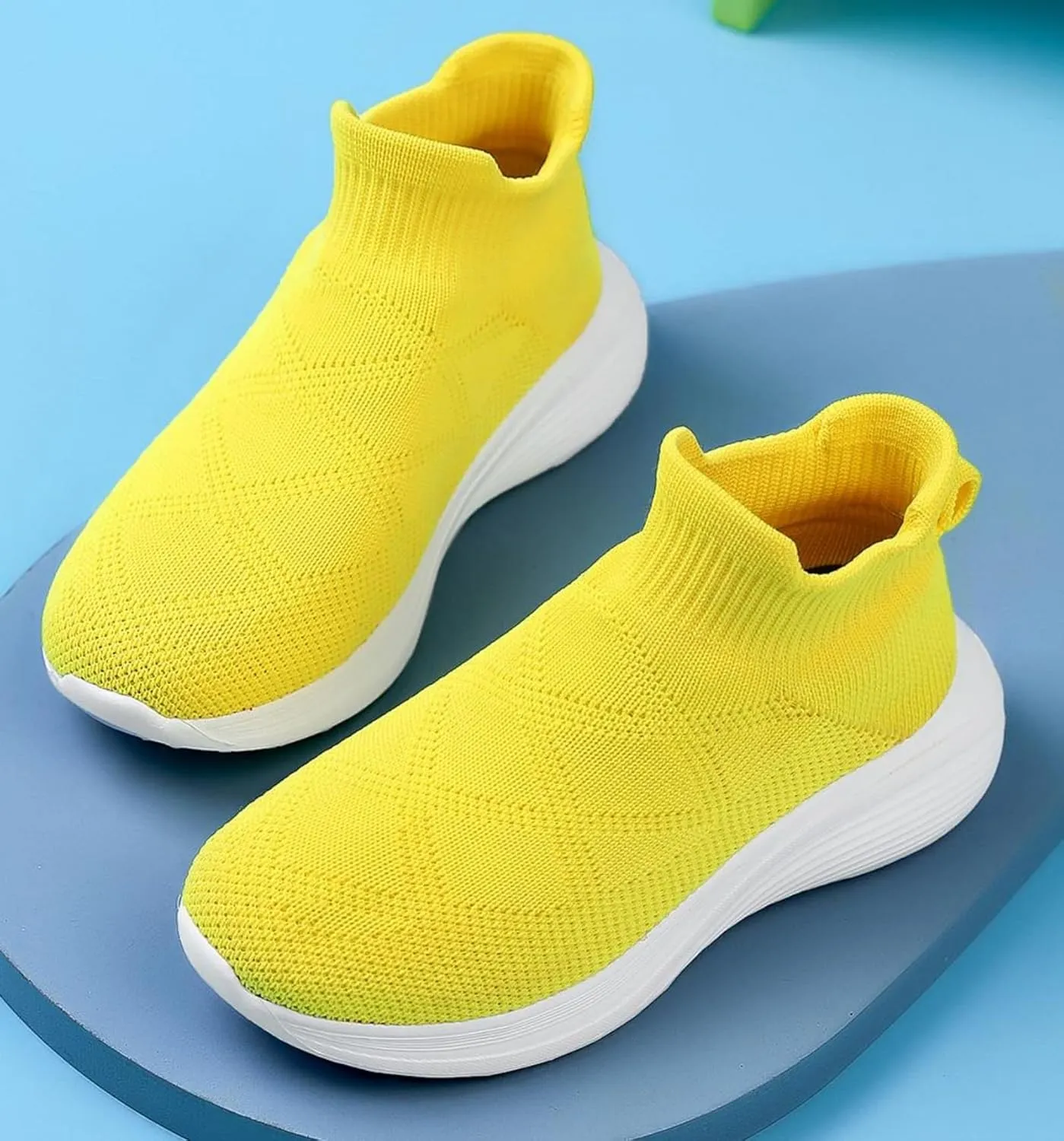 FUNCOS Kids Knit Sock Sneakers | Machine Washable Non-Slip Shoes for School & Tennis | Lightweight Walking Play Shoes for Little Kid/Big Kid
