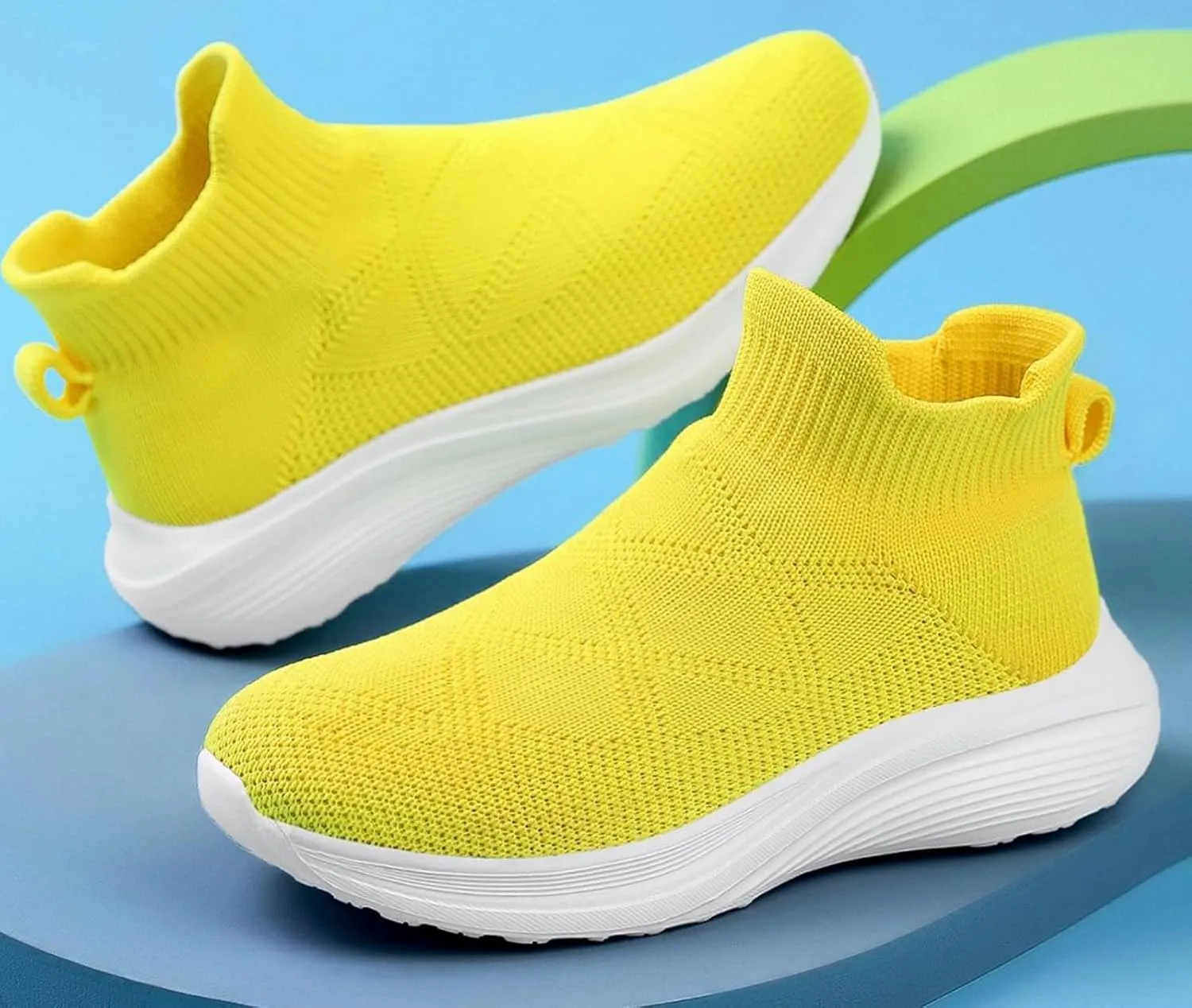 FUNCOS Kids Knit Sock Sneakers | Machine Washable Non-Slip Shoes for School & Tennis | Lightweight Walking Play Shoes for Little Kid/Big Kid