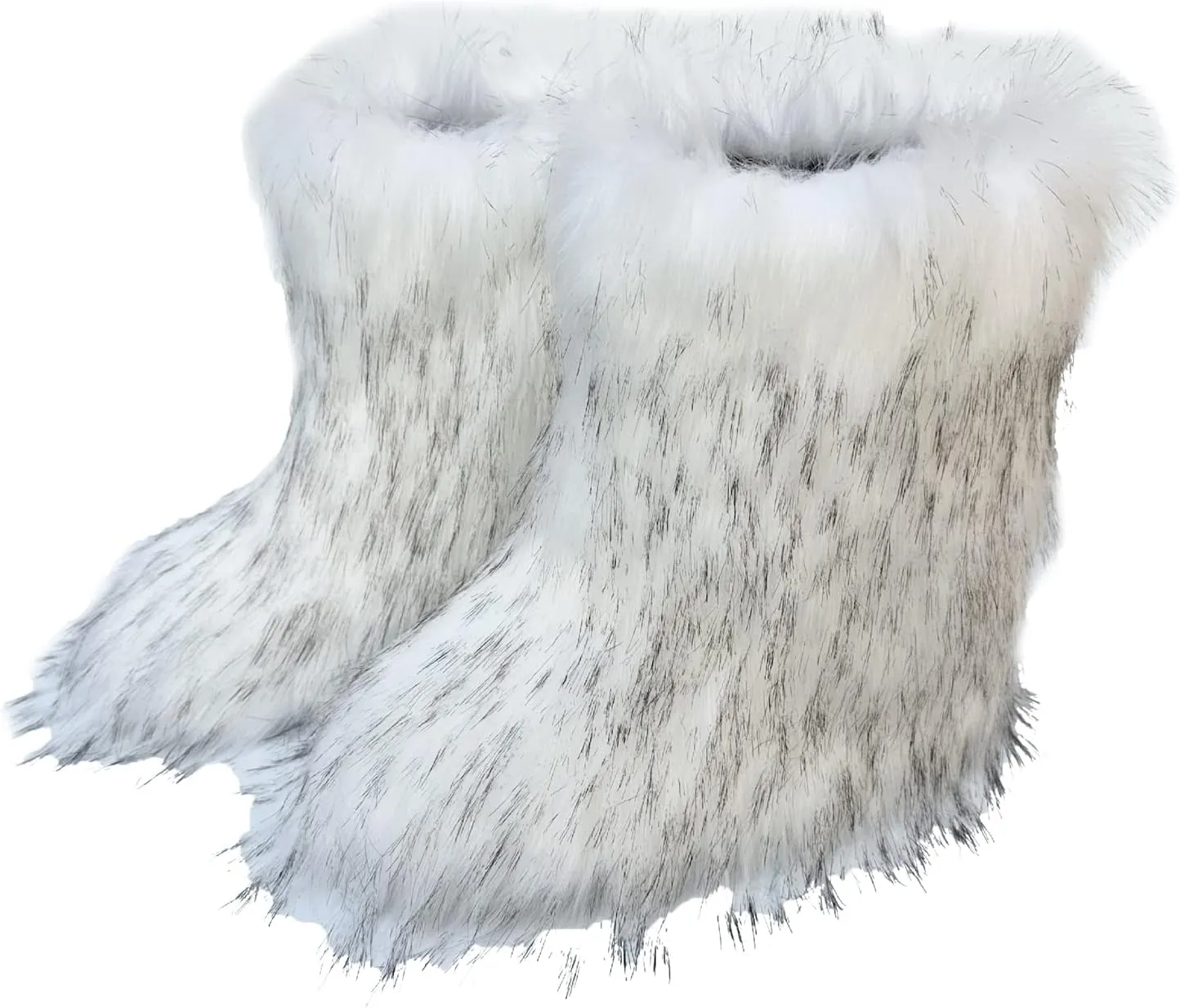 FUNCOS Women's Faux Fur Boots Mid-Calf Fuzzy Fluffy Winter Boots Rave Carnival Costume