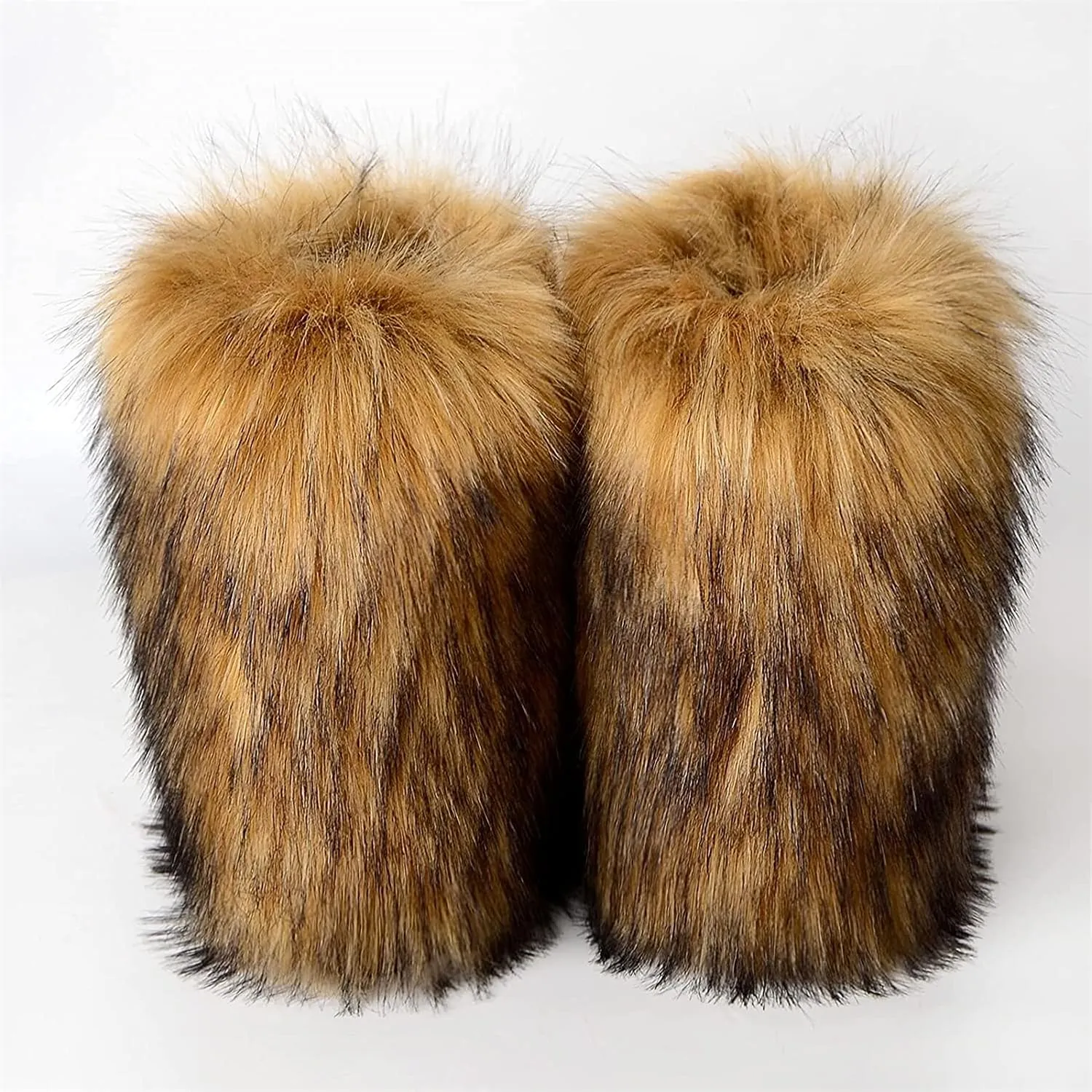 FUNCOS Women's Faux Fur Boots Warm Fuzzy Fluffy Winter Halloween Party Costume Shoes
