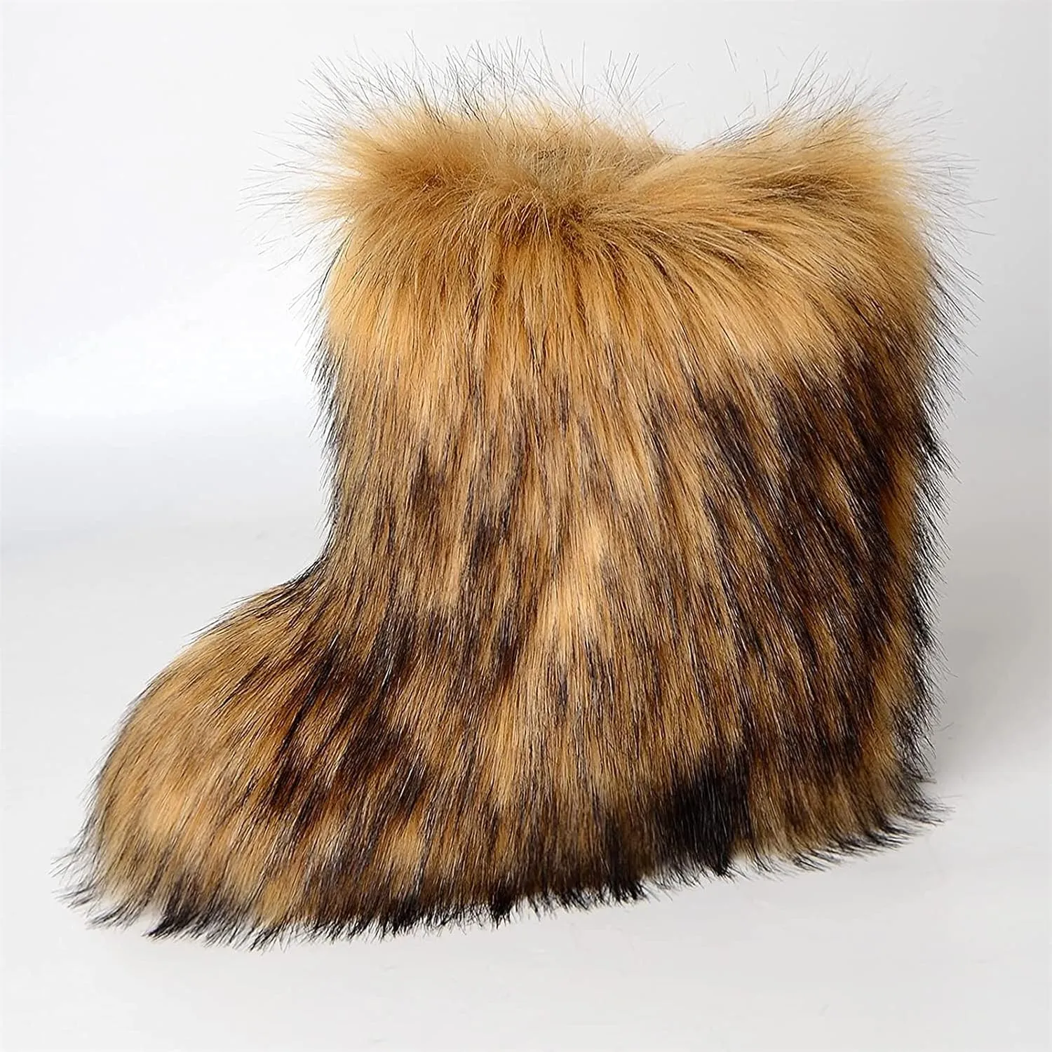 FUNCOS Women's Faux Fur Boots Warm Fuzzy Fluffy Winter Halloween Party Costume Shoes