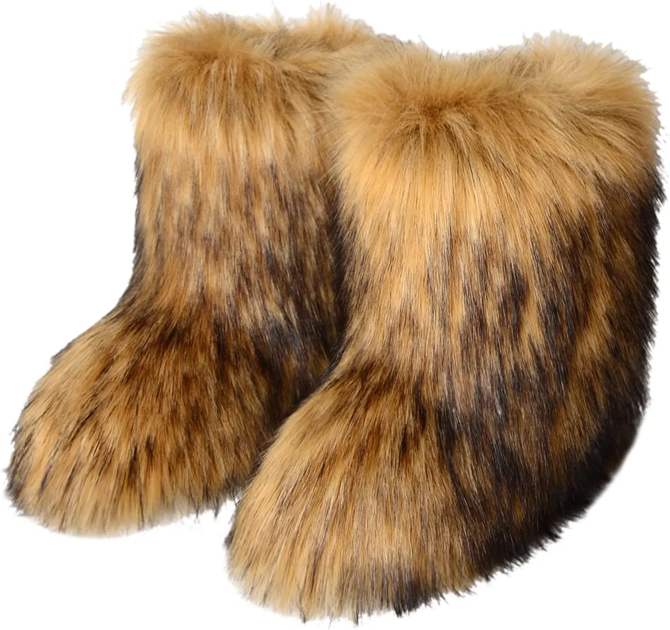 FUNCOS Women's Faux Fur Boots Warm Fuzzy Fluffy Winter Halloween Party Costume Shoes
