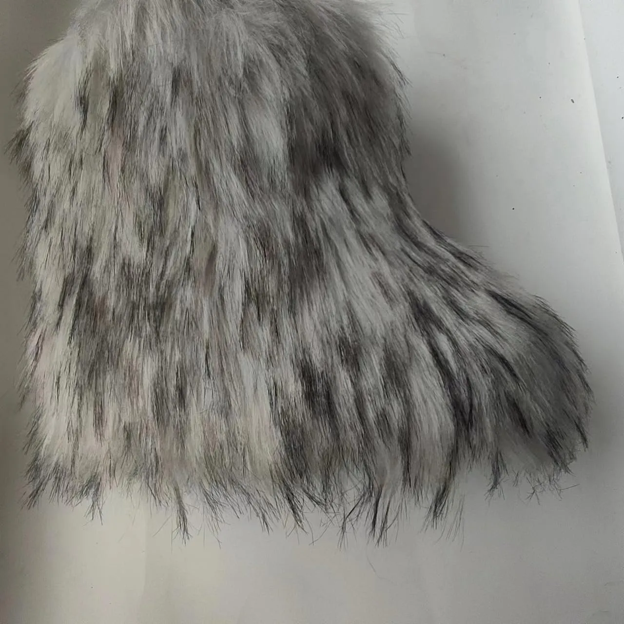 Fur Boots Warm Women's Faux Fur Boot Furry Short Snow Boot Mid-Calf Boots Outdoor Flat Shoes