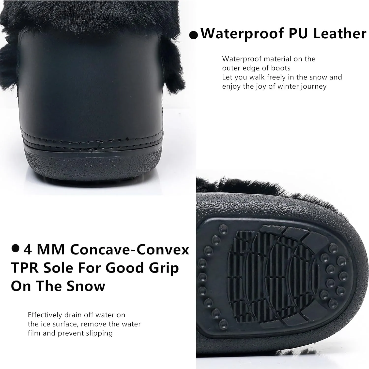 Furry Faux Fur Boots for Women - Fuzzy Boots for Women Winter Snow Boots - Fluffy Black White Pink Fur Boots- Lace-up Mid-Calf Water-Resistant Platform Boots