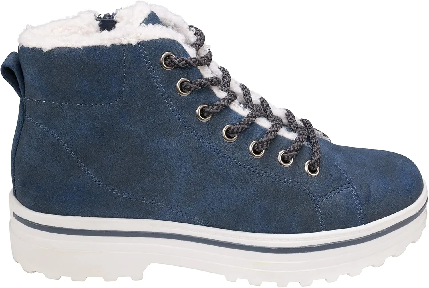 GC Shoes Womens Combat Boots, Shearling Cuff Faux Suede Lace Up Fall Ankle Booties, Work & Festival Boot, Justine
