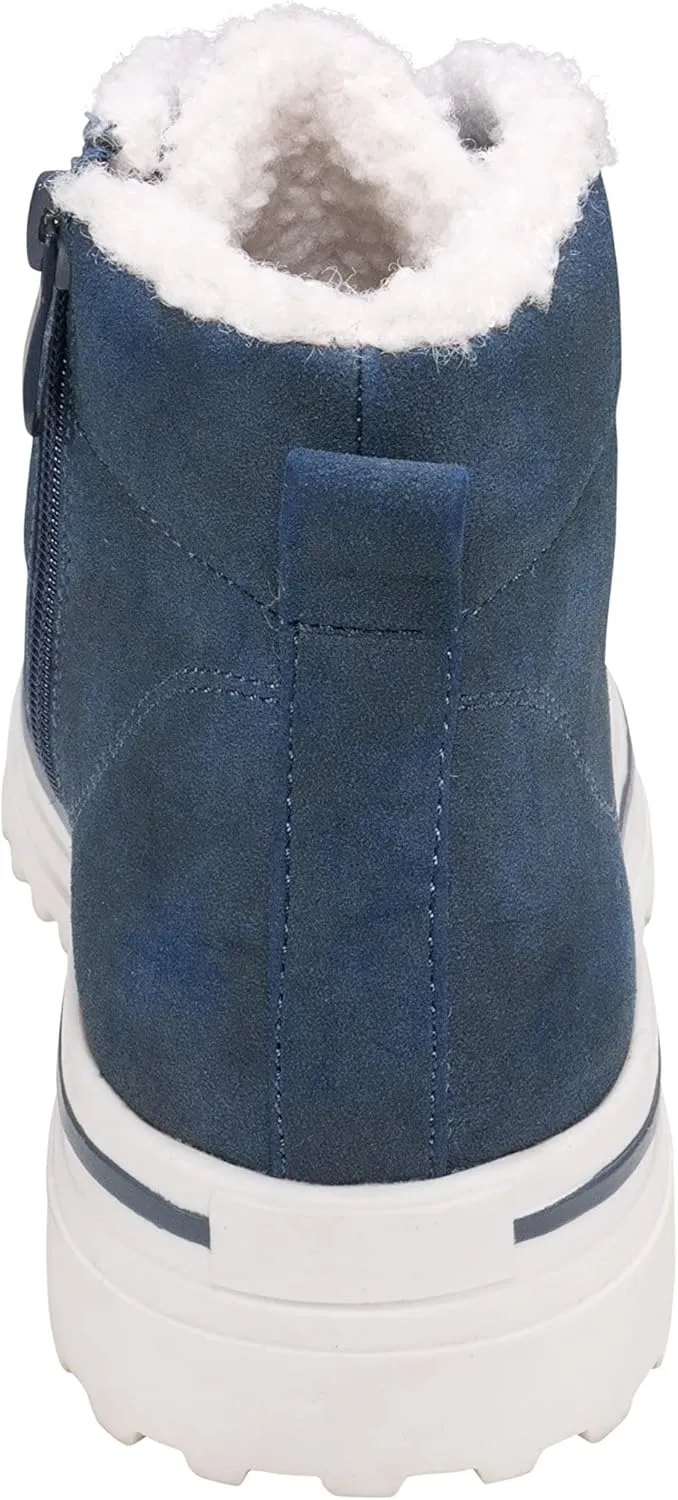 GC Shoes Womens Combat Boots, Shearling Cuff Faux Suede Lace Up Fall Ankle Booties, Work & Festival Boot, Justine