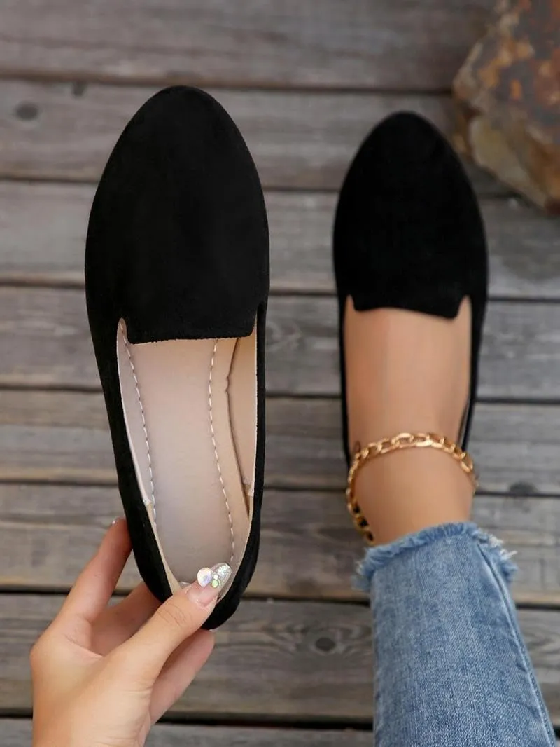 Geerta Women's Moccasins Plain Pattern Medium Width Pointed Toe Textile Flat Shoes, Casual Comfortable Slip on Shoes for Daily, Footwear Walking Shoes for Fall 2025