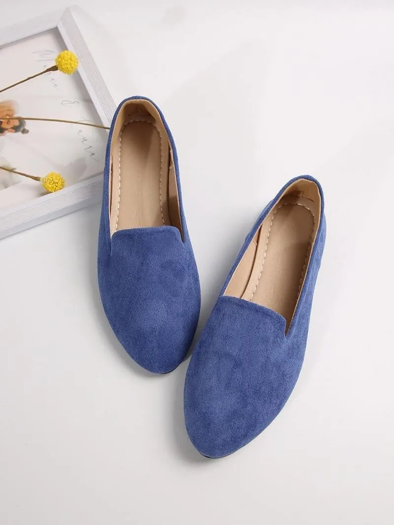 Geerta Women's Moccasins Plain Pattern Medium Width Pointed Toe Textile Flat Shoes, Casual Comfortable Slip on Shoes for Daily, Footwear Walking Shoes for Fall 2025