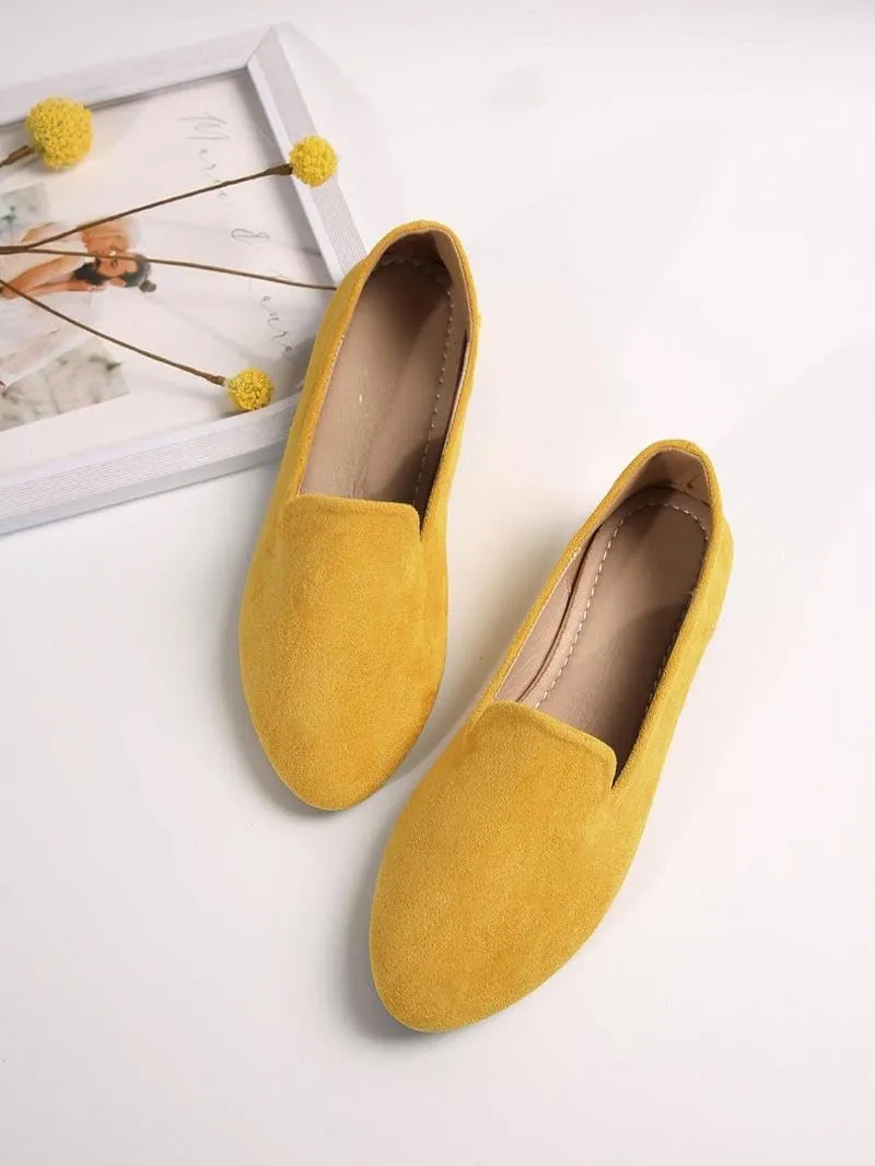 Geerta Women's Moccasins Plain Pattern Medium Width Pointed Toe Textile Flat Shoes, Casual Comfortable Slip on Shoes for Daily, Footwear Walking Shoes for Fall 2025