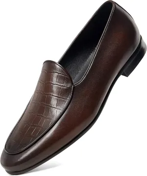 GIFENNSE Men's Dress Shoes Slip-On Loafers Leather Formal Shoes