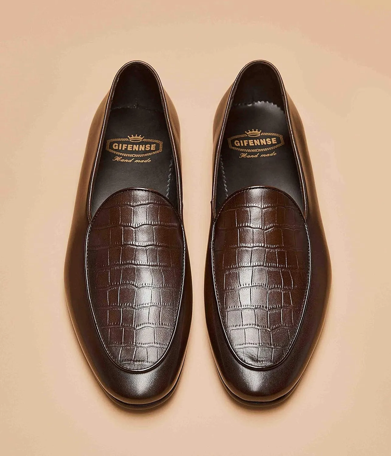 GIFENNSE Men's Dress Shoes Slip-On Loafers Leather Formal Shoes