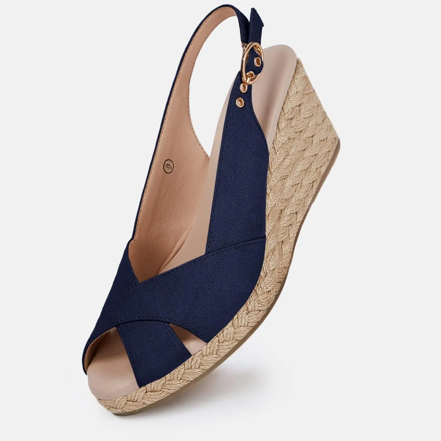 gihubafuil Women's Platform Wedges Sandals Open Toe Buckle Slingback Espadrilles Cross Band Slip-on High Heels