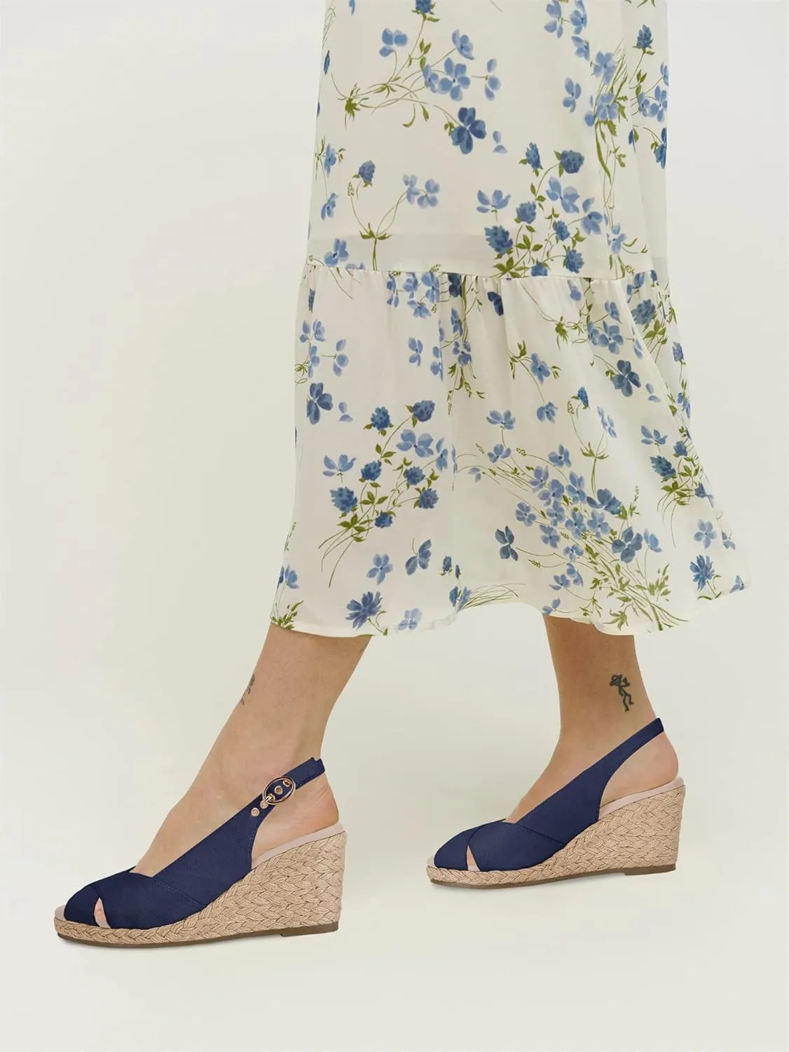 gihubafuil Women's Platform Wedges Sandals Open Toe Buckle Slingback Espadrilles Cross Band Slip-on High Heels