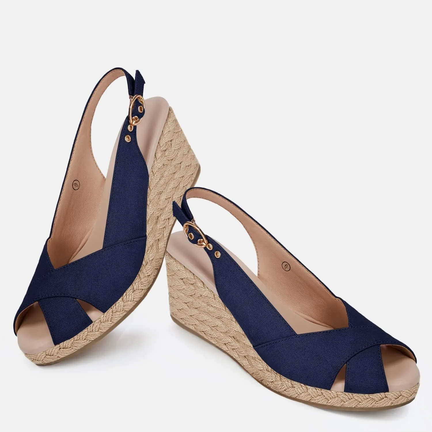 gihubafuil Women's Platform Wedges Sandals Open Toe Buckle Slingback Espadrilles Cross Band Slip-on High Heels