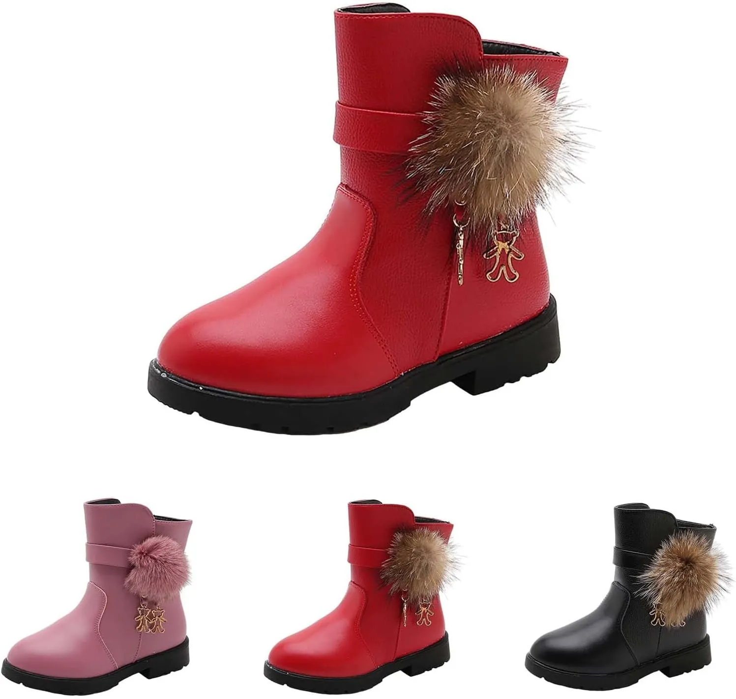 Girls And Boys Children's Ankle Shoes Non Slip Slip On Short Boots Boots for Baby Girls Leather Ankle Boots