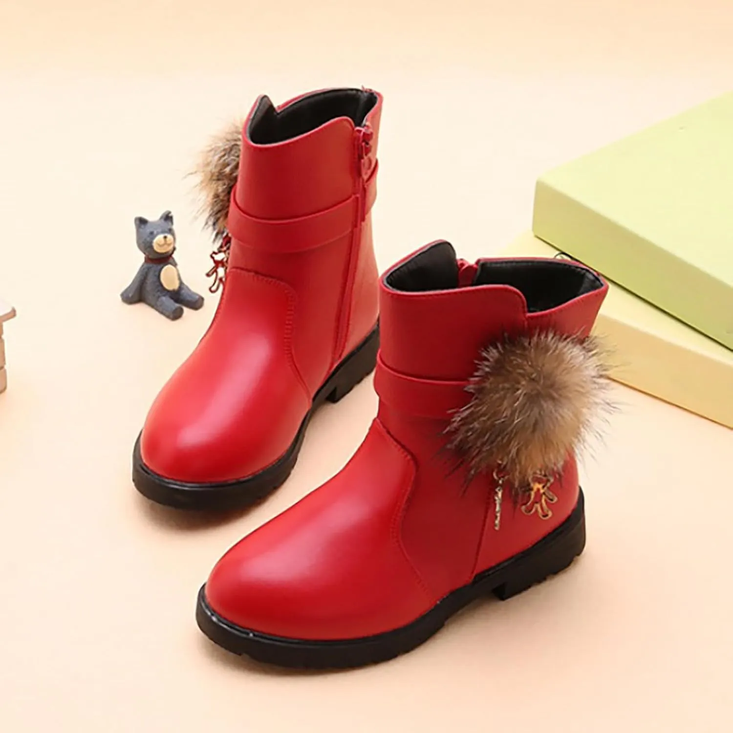 Girls And Boys Children's Ankle Shoes Non Slip Slip On Short Boots Boots for Baby Girls Leather Ankle Boots