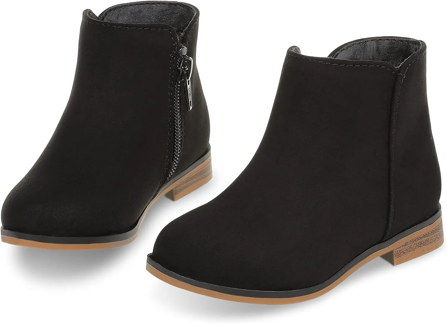 Girls Ankle Boots for Kids - Side Zipper Booties, Fashion Short Suede Low Heels