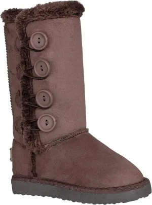 Girls Kids Four Button Faux Fur Lined Shearling Mid Calf Winter Boots