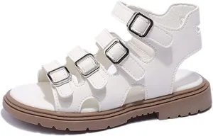 Girls Kids Gl𝐚diator Sandals Rubber Sole Non Slip Summer Shoes 4 Buckle Outdoor Water Ankle Shoes Baby Boys Sandals