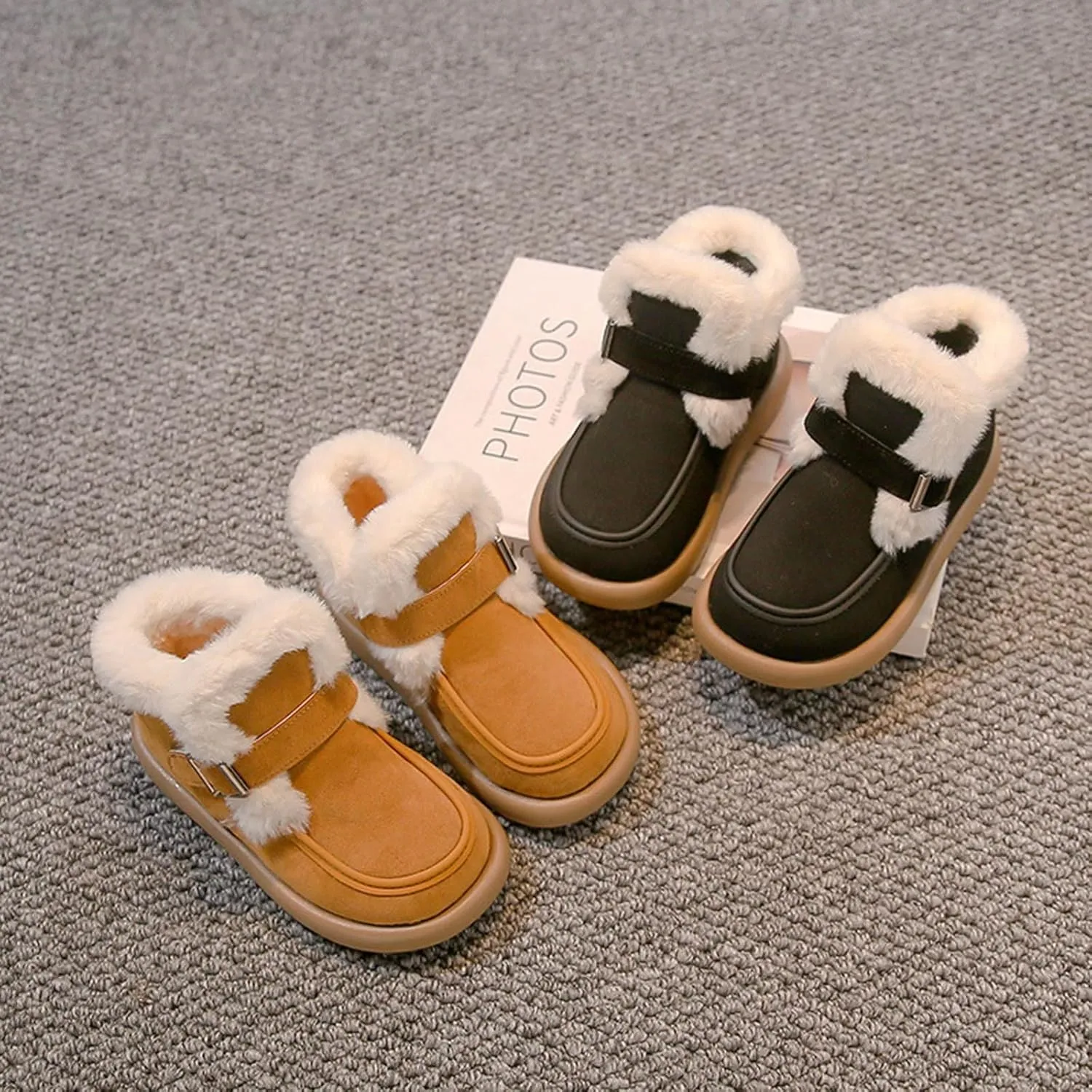 Girls Platform Snow Boots Winter Boots F𝐮r Snow Boots Ankle Booties Fuzzy Warm Boots For Toddler Kids Slip On Boots