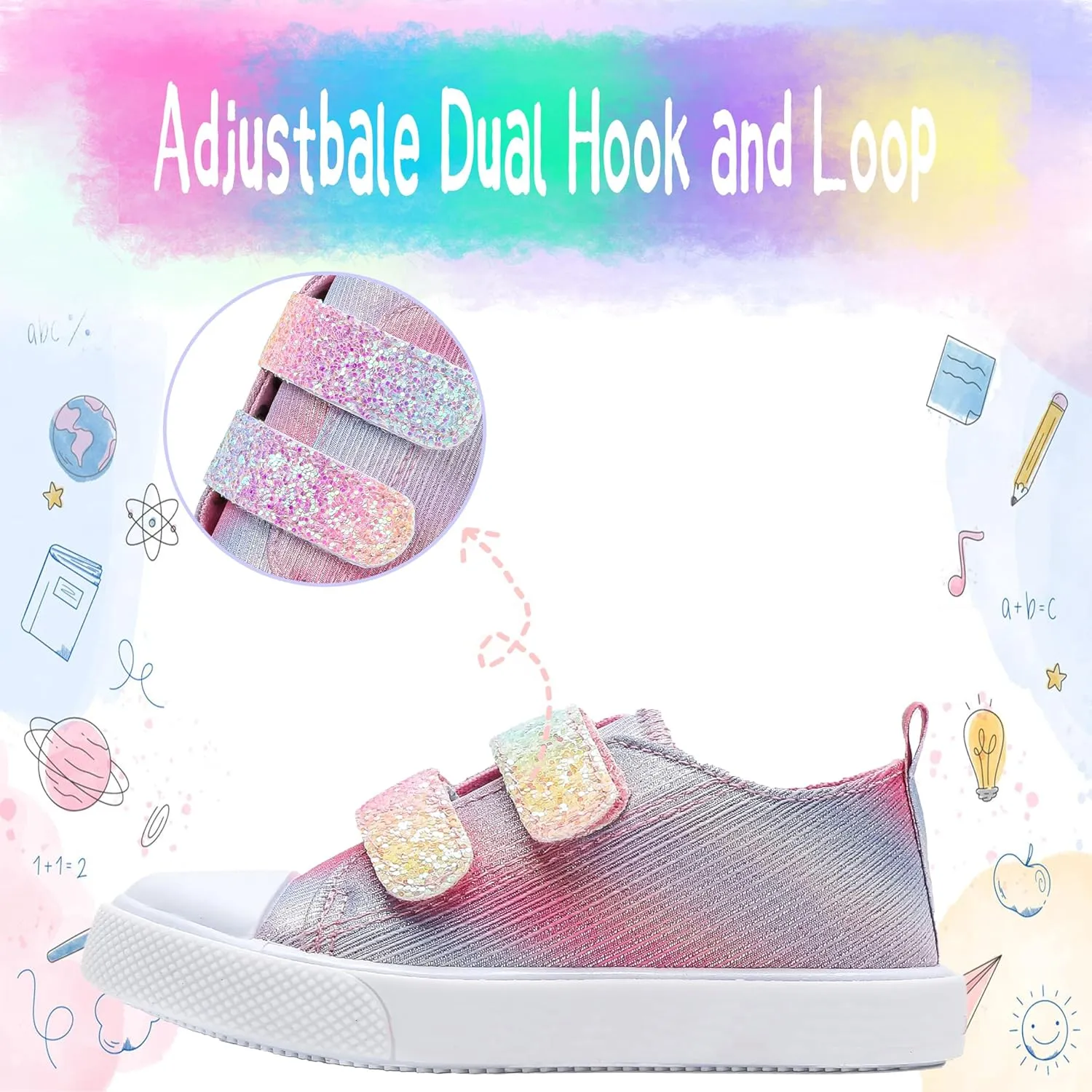 Girls Sparkle Slip-on Shoes Toddlers Canvas Sneakers Light Weight Comfortable Causal Running Shoes Skin-Friendly