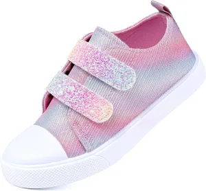 Girls Sparkle Slip-on Shoes Toddlers Canvas Sneakers Light Weight Comfortable Causal Running Shoes Skin-Friendly