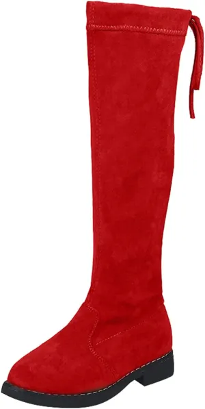 Girls Tall Boots Childrens Kids Side Zipper Fuzzy Lined Boots Winter Outdoor Casual Lace-Up Big Girls Shoes Non Slip