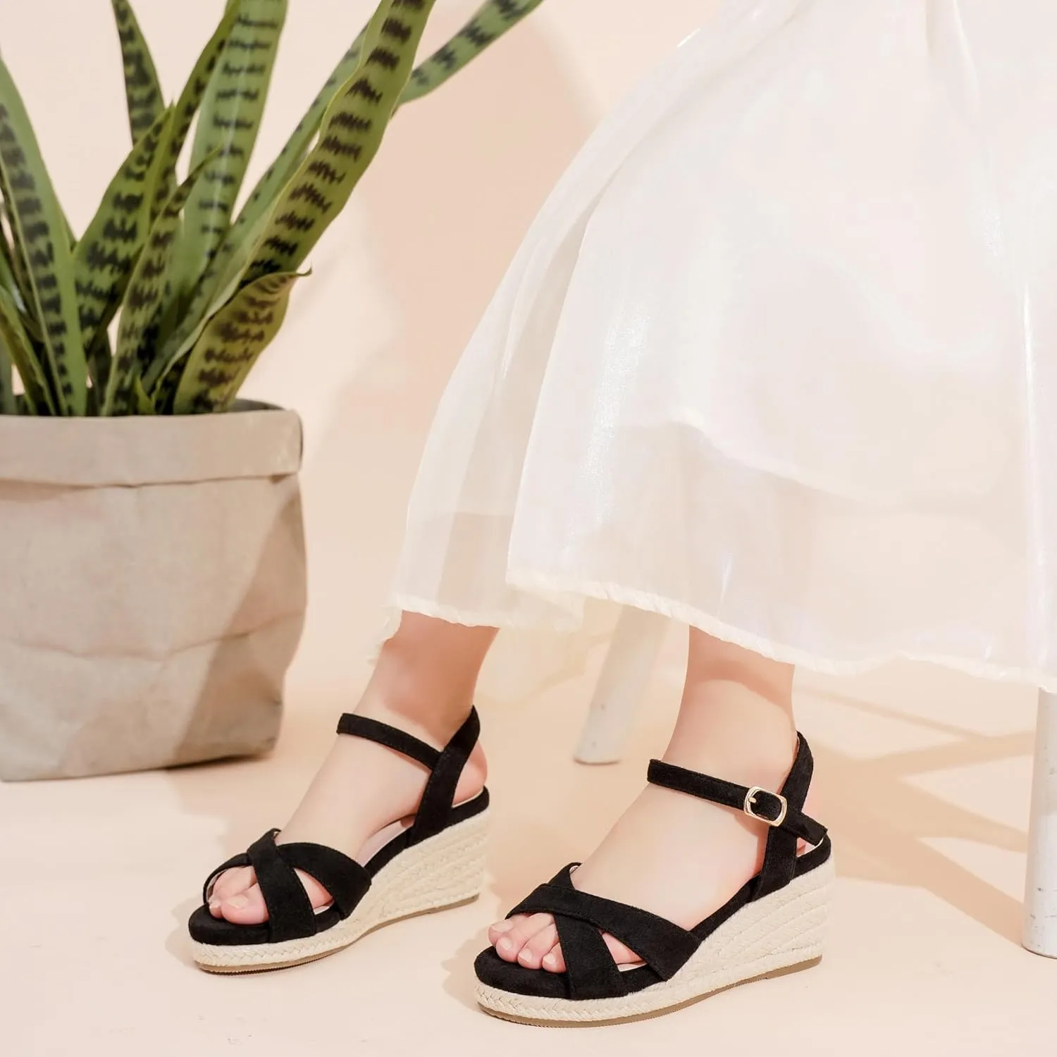 Girls Wedge Sandals Espadrilles Flatform Open Toe Dressy Girls Heels Summer Shoes Little Big Kid
