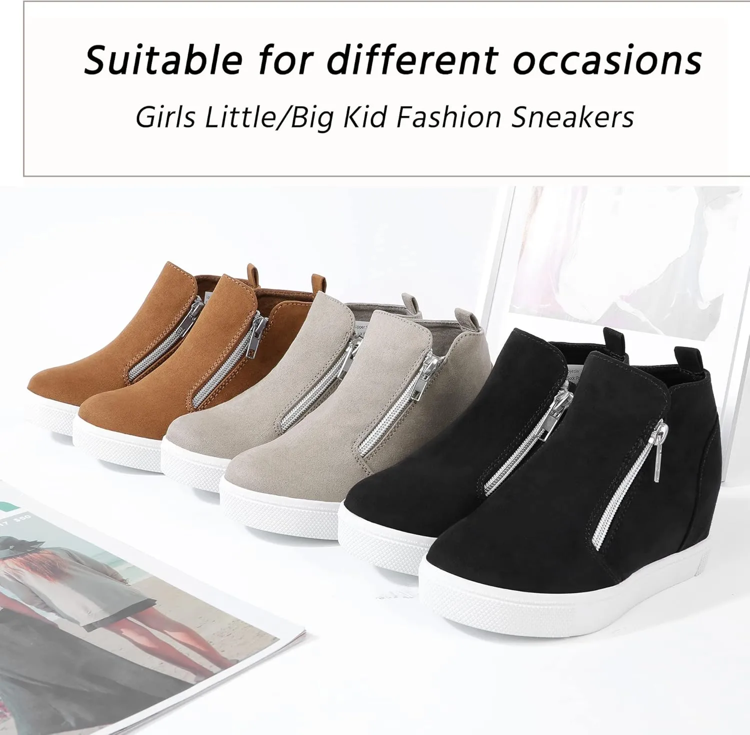 Girls Wedge Sneakers Kids Boots High Top Platform Shoes Littile Kids/Big Kids