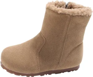 Girls Winter Mid Calf Snow Boots Faux F𝐮r Lined Non-Slip Shoes For Toddler Faux F𝐮r Boots Kids Ankle Boots For Girls