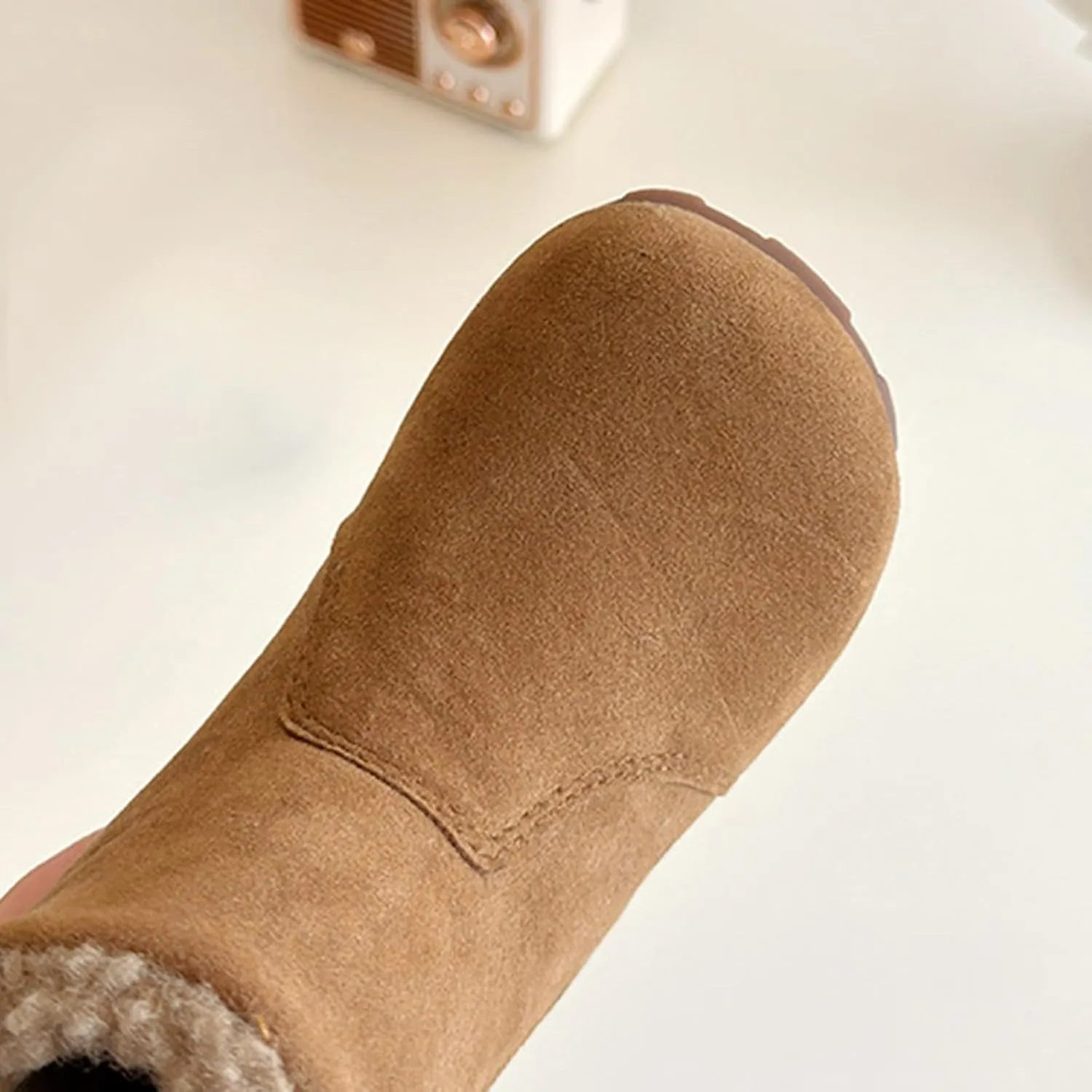 Girls Winter Mid Calf Snow Boots Faux F𝐮r Lined Non-Slip Shoes For Toddler Faux F𝐮r Boots Kids Ankle Boots For Girls