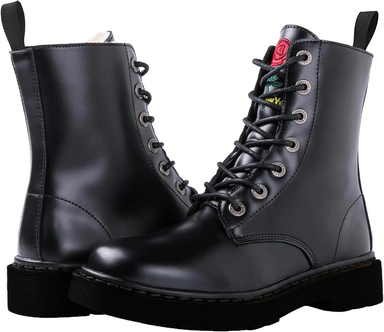 GLOBALWIN Women's Combat Boots Lace Up Boots For Women Ankle Booties For Women Low Heel