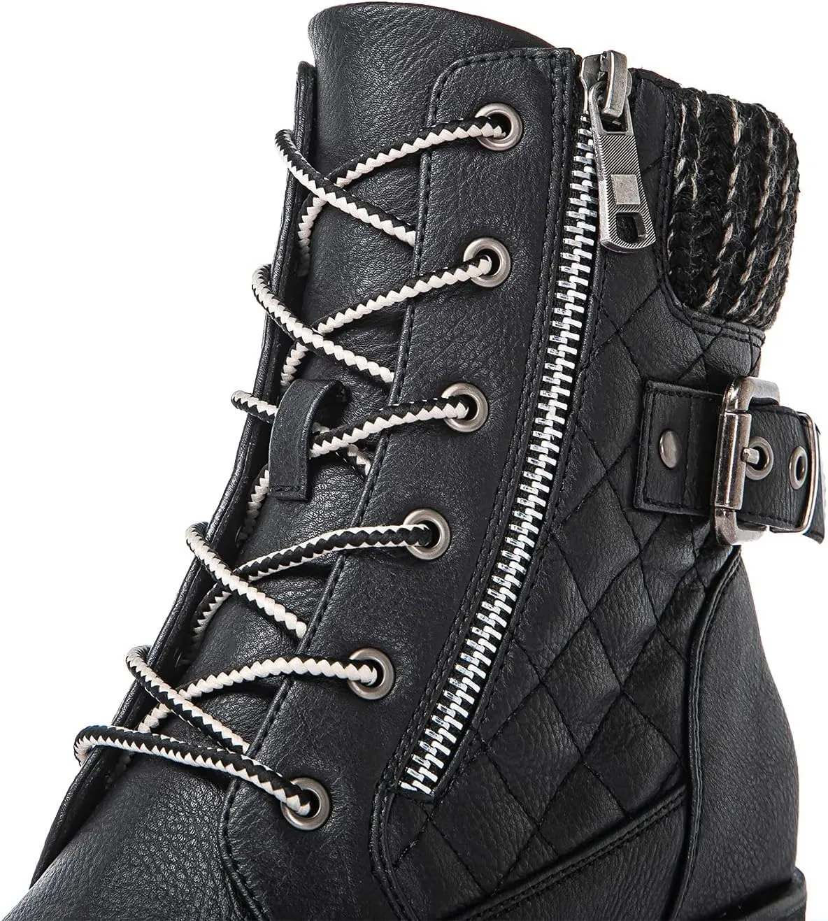 GLOBALWIN Women's Combat Boots Lace Up Comfortable Ankle Booties For Women Low Heel