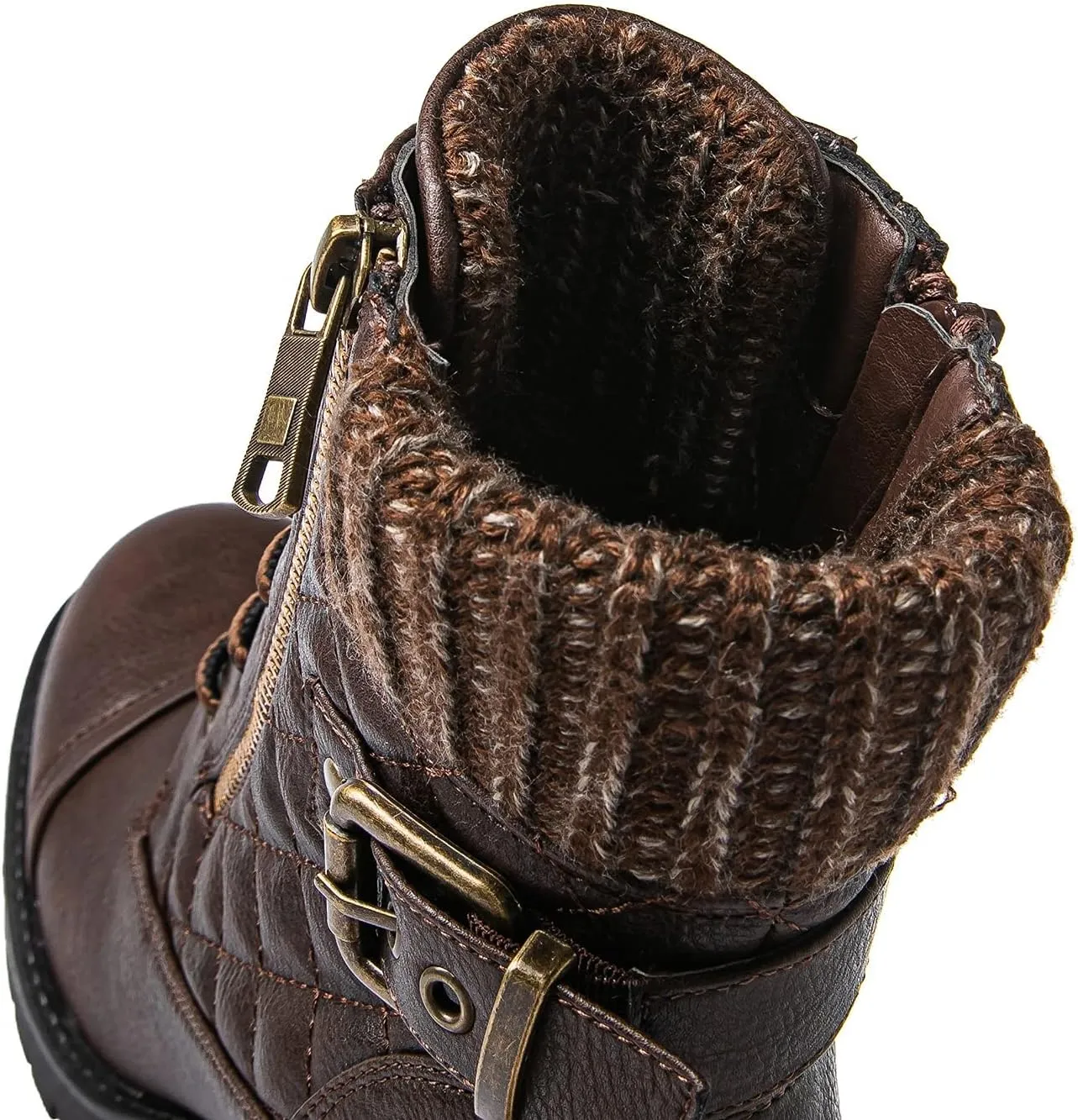 GLOBALWIN Women's Combat Boots Lace Up Comfortable Ankle Booties For Women Low Heel