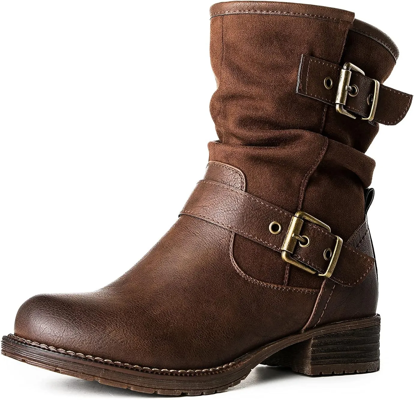 GLOBALWIN Women's Fur Booties Fashion Combat Ankle Boots For Women