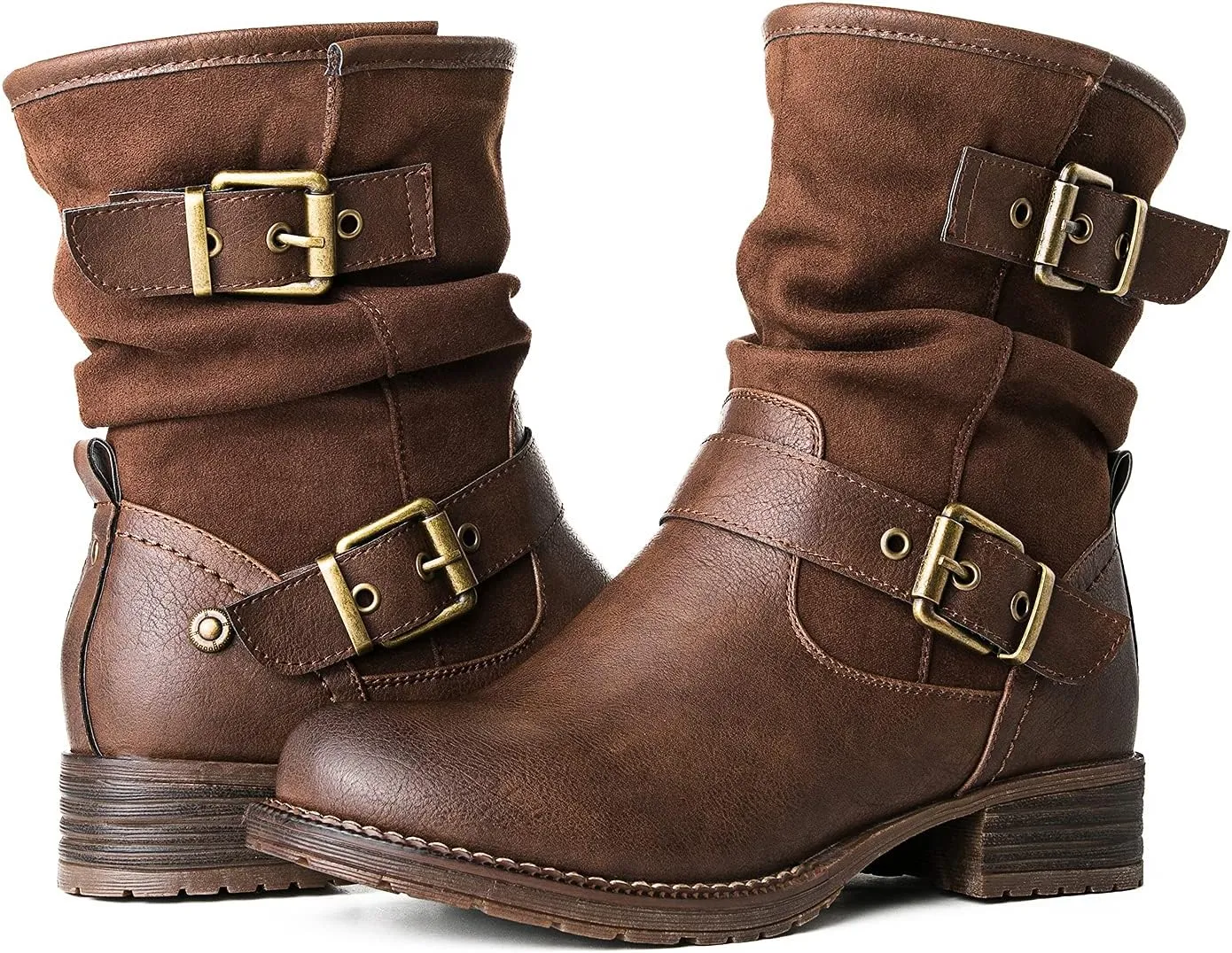 GLOBALWIN Women's Fur Booties Fashion Combat Ankle Boots For Women