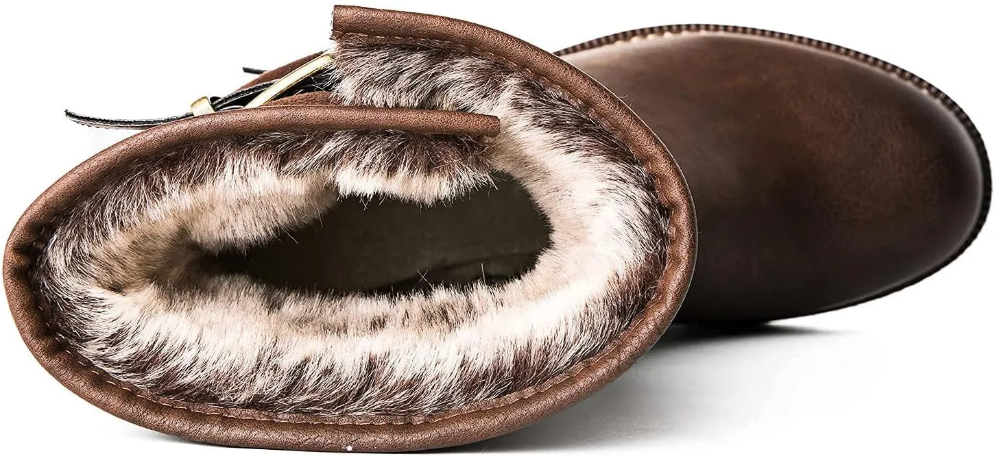 GLOBALWIN Women's Fur Booties Fashion Combat Ankle Boots For Women