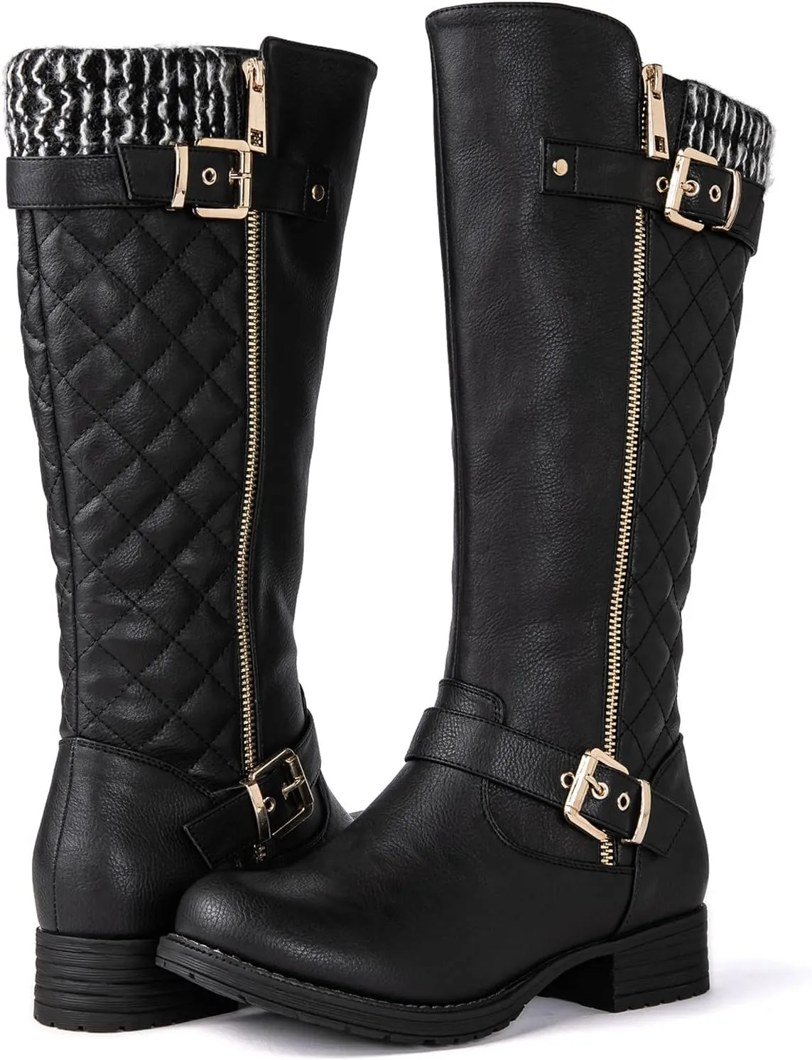 GLOBALWIN Women's Quilted Knee-High Fashion Dressy Riding Boots