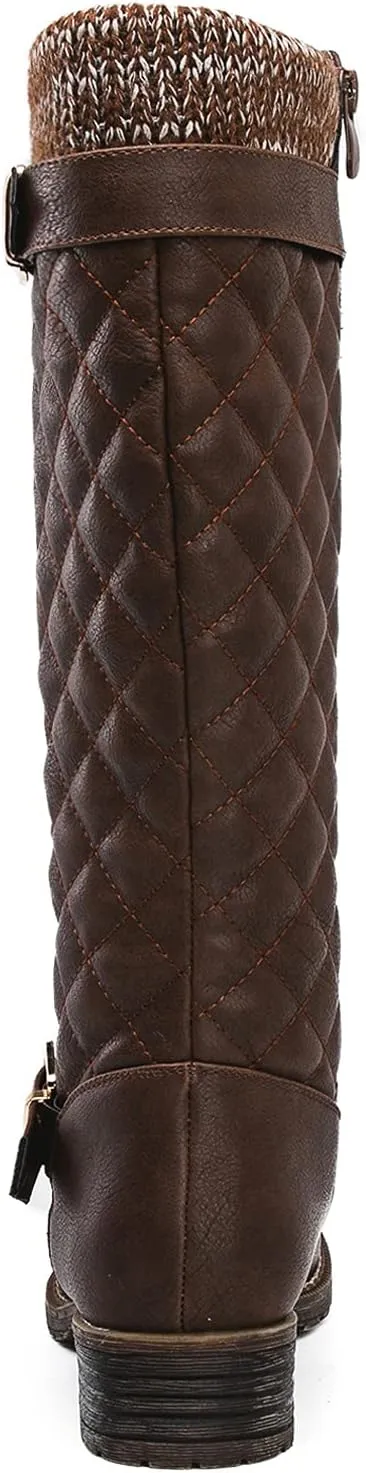 GLOBALWIN Women's Quilted Knee-High Fashion Dressy Riding Boots